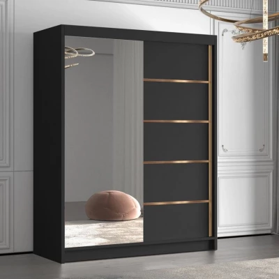 Vysoká šatní skříň 150 cm se zrcadlem TENAHA - černá