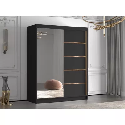 Vysoká šatní skříň 150 cm se zrcadlem TENAHA - černá