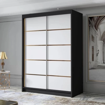 Úzká šatní skříň 120 cm STOWEL - černá / bílá