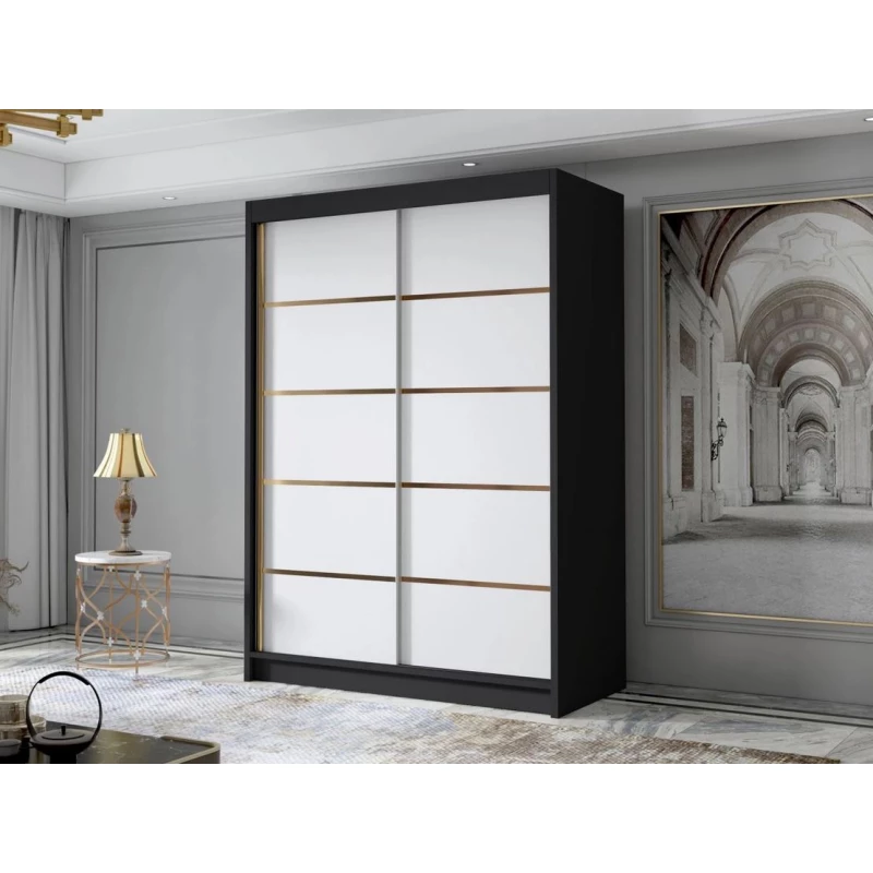 Úzká šatní skříň 120 cm STOWEL - černá / bílá