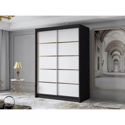 Úzká šatní skříň 120 cm STOWEL - černá / bílá