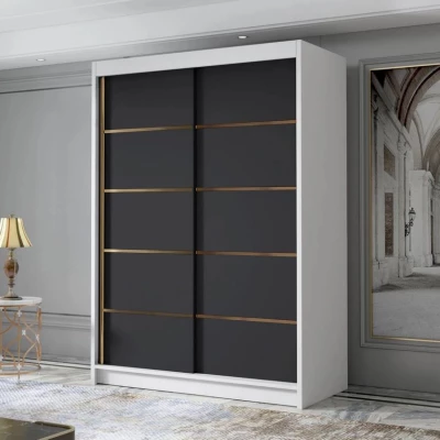 Úzká šatní skříň 120 cm STOWEL - bílá / černá