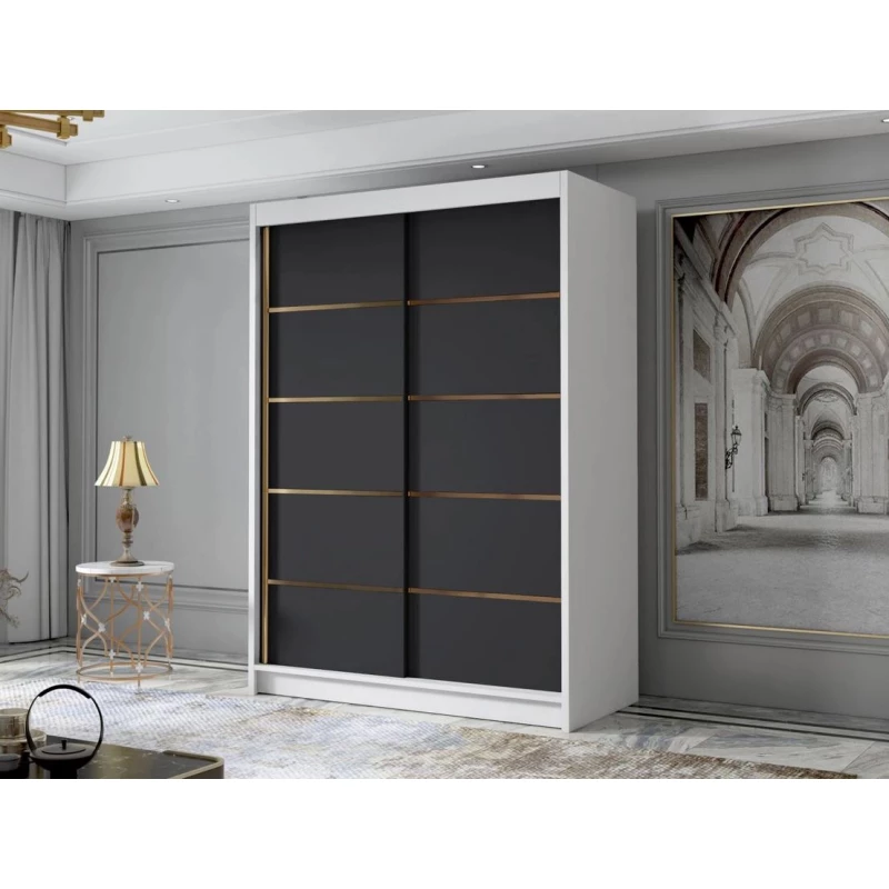 Úzká šatní skříň 120 cm STOWEL - bílá / černá