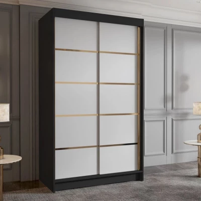 Vysoká šatní skříň 100 cm SINTON - černá / bílá