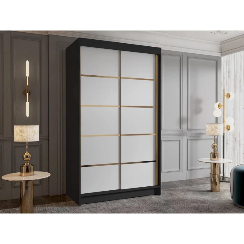 Vysoká šatní skříň 100 cm SINTON - černá / bílá