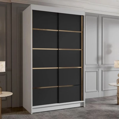 Vysoká šatní skříň 100 cm SINTON - bílá / černá