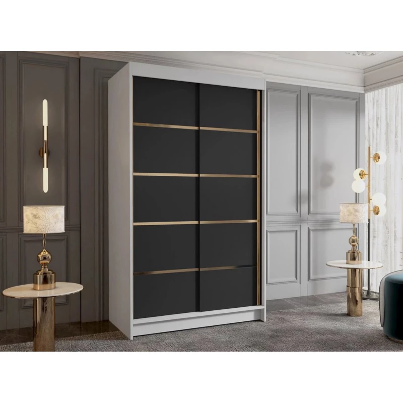 Vysoká šatní skříň 100 cm SINTON - bílá / černá