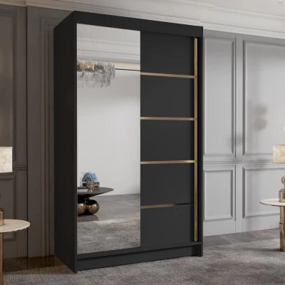 Úzká šatní skříň 100 cm se zrcadlem SINTON - černá