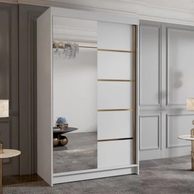 Úzká šatní skříň 100 cm se zrcadlem SINTON - bílá