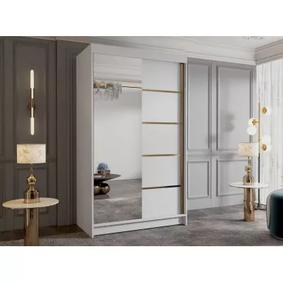 Úzká šatní skříň 100 cm se zrcadlem SINTON - bílá