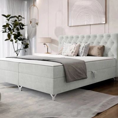 Kontinentální manželská postel 180x200 JILES - šedostříbrná + topper ZDARMA