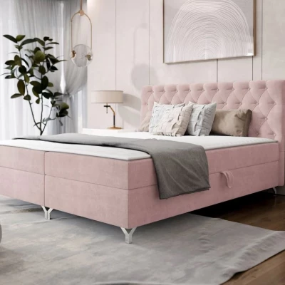 Kontinentální manželská postel 180x200 JILES - pastelová růžová + topper ZDARMA