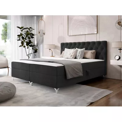 Kontinentální manželská postel 160x200 JILES - černá + topper ZDARMA