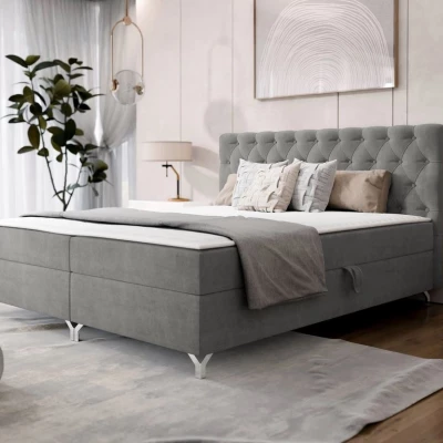 Kontinentální manželská postel 140x200 JILES - šedá + topper ZDARMA