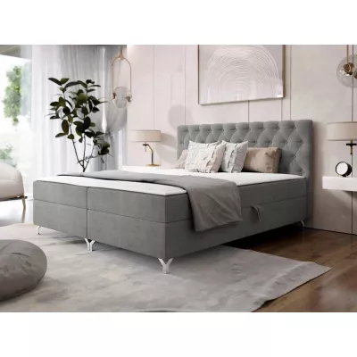 Kontinentální manželská postel 140x200 JILES - šedá + topper ZDARMA