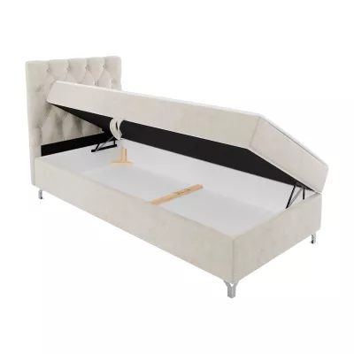 Kontinentální jednolůžková postel 90x200 JILES - šedostříbrná, levé provedení + topper ZDARMA