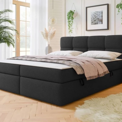 Americká manželská postel 160x200 ZENDER - černá + topper ZDARMA