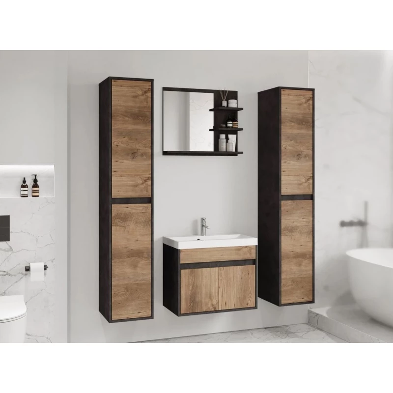Koupelnová sestava se zrcadlem DENISON XL - matera / kaštan breslau