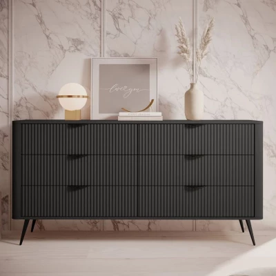 Široká komoda se šuplíky CARTAGE - černý grafit