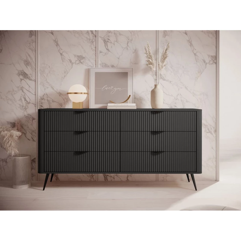 Široká komoda se šuplíky CARTAGE - černý grafit