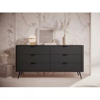 Široká komoda se šuplíky CARTAGE - černý grafit