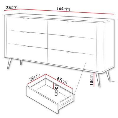 Široká komoda se šuplíky CARTAGE - černý grafit