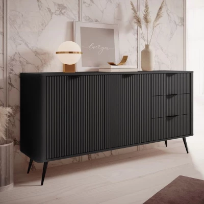 Široká kombinovaná komoda CARTAGE - černý grafit