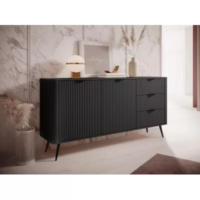Široká kombinovaná komoda CARTAGE - černý grafit