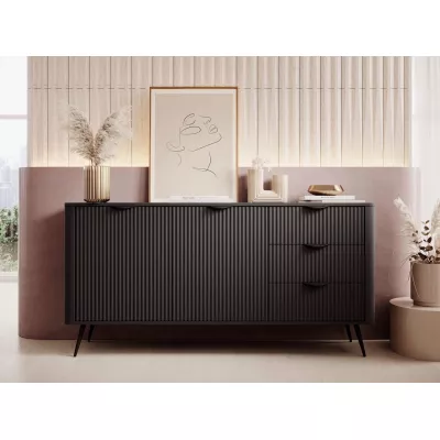 Široká kombinovaná komoda CARTAGE - černý grafit