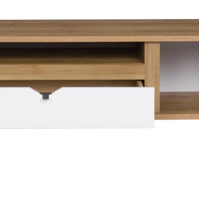 Stolek pod televizi LARNAKA - dub zlatý / bílý / grafit