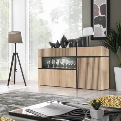 Kombinovaná komoda CELINE - hickory jackson / černá