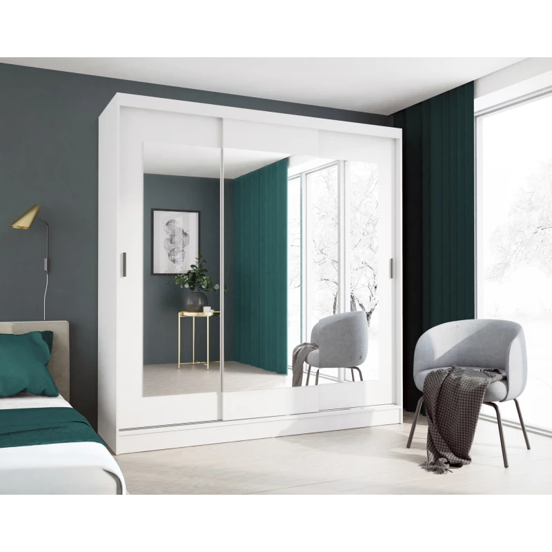 Šatní skříň s posuvnými dveřmi 205 cm VERNON - bílá