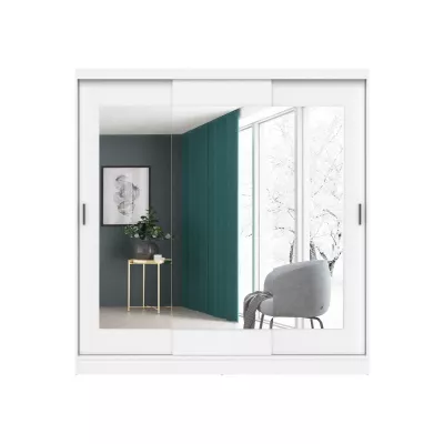 Šatní skříň s posuvnými dveřmi 205 cm VERNON - bílá