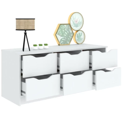 Široká zásuvková komoda LOWAKE 4 - bílá