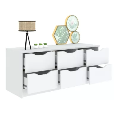 Široká zásuvková komoda LOWAKE 4 - bílá