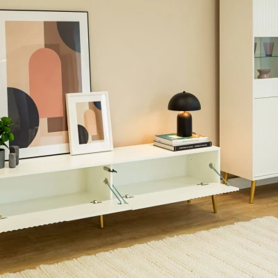 Široký stolek pod TV JEWETT - bílý