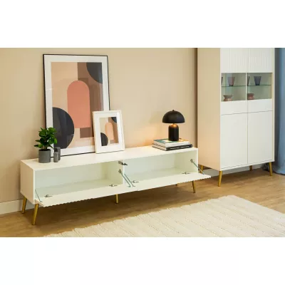 Široký stolek pod TV JEWETT - bílý