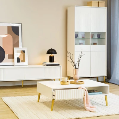 Široký stolek pod TV JEWETT - bílý