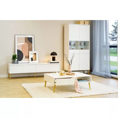 Široký stolek pod TV JEWETT - bílý