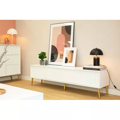 Široký stolek pod TV JEWETT - bílý