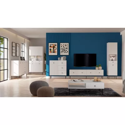 Široký televizní stolek HASKEL - bílý + černý