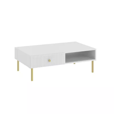 Konferenční stolek HASKEL - bílý + zlatý