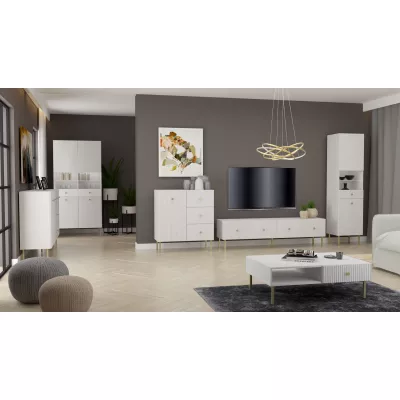 Konferenční stolek HASKEL - bílý + zlatý