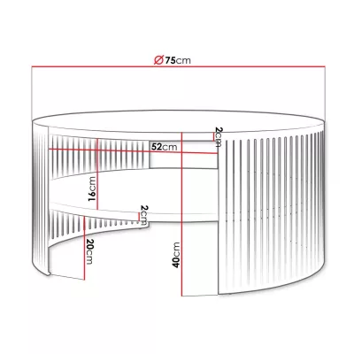 Konferenční stolek REXIO - zlatý / arktický bílý