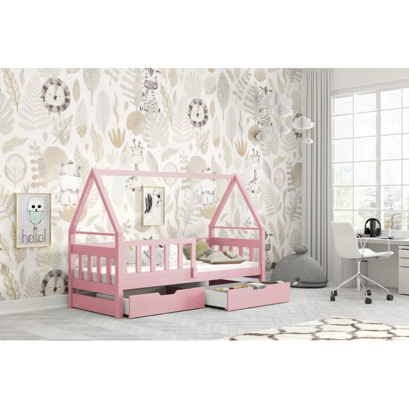 Dětská postel 75x180 DAFNE 1 se zábranou - růžová