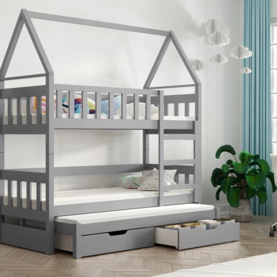 Domečková postel 75x180 DAFNE 4 - šedá