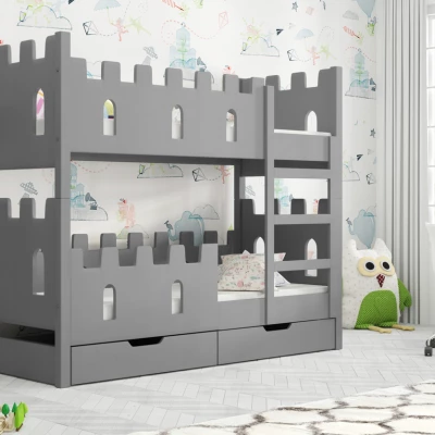 Dětská patrová postel 75x180 BELLE 1 - šedá