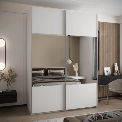 Dvoudveřová skříň SAMARA 4 - 170 cm, bílá / stříbrná