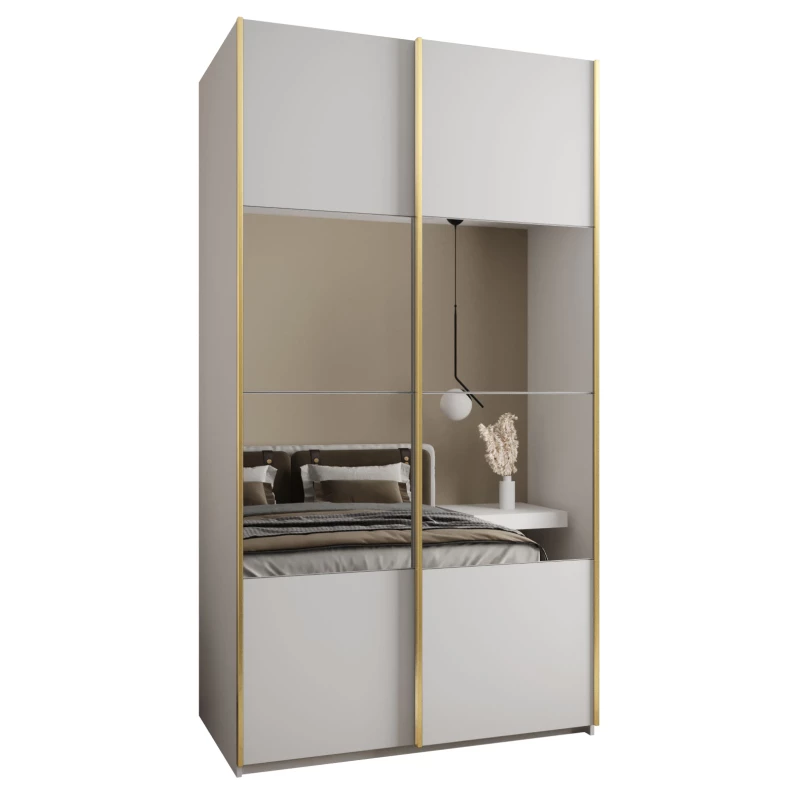 Dvoudveřová skříň SAMARA 4 - 140 cm, bílá / zlatá