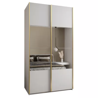 Dvoudveřová skříň SAMARA 4 - 140 cm, bílá / zlatá